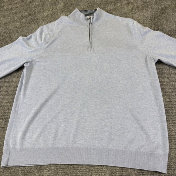 Brooks Brothers Mens Light Blue Qtr Zip Sweater Pullover Knit Mock Neck Size 2XL - Picture 3 of 16